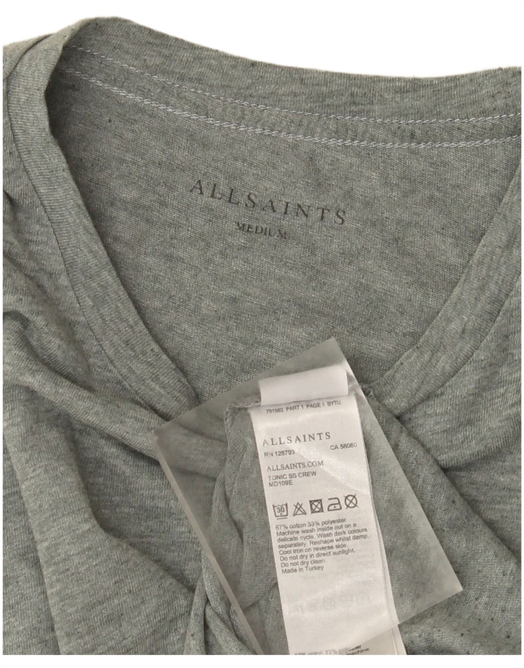 Camiseta All Saints Hombre Top Algodón Verde Medio