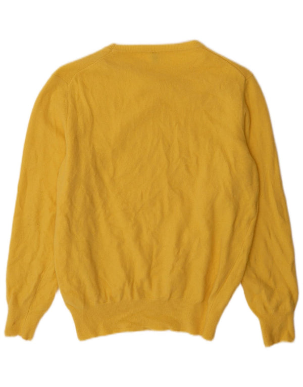 Benetton Jersey Mujer con Cuello Barco ES 40 XL Lana Virgen Amarilla
