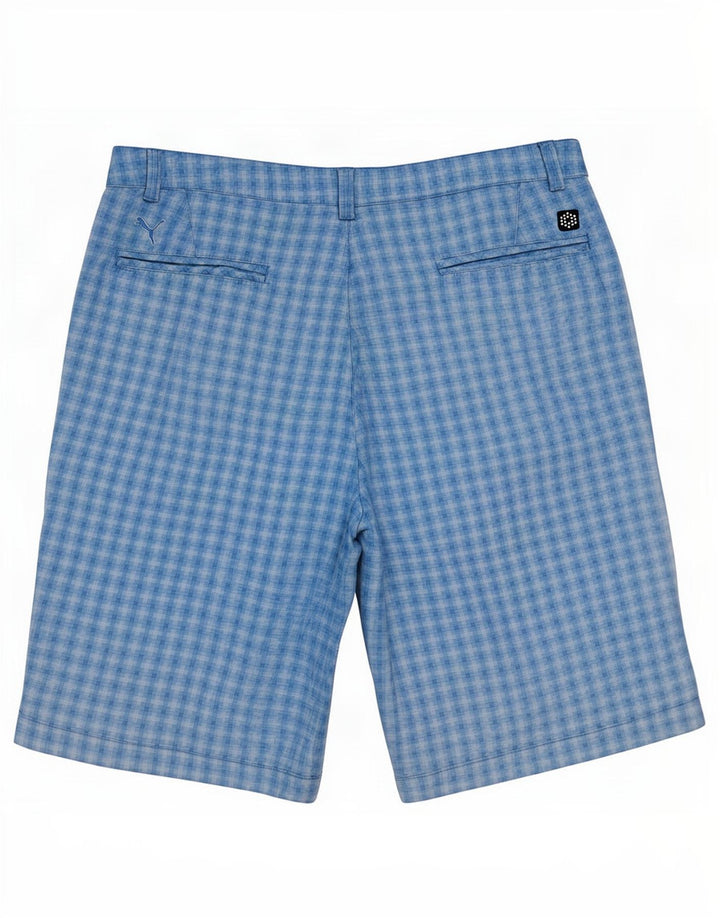 Puma Pantalones cortos chinos para hombre, talla grande, W36, cuadros azules