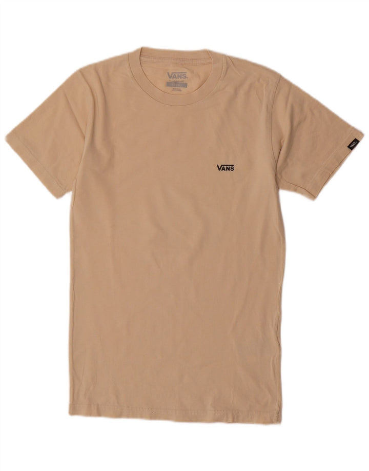 VANS Hombre Classic Fit Camiseta Top XS Beige Algodón