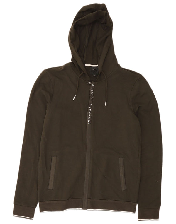 Armani Exchange Sudadera con capucha y cremallera para hombre XS Algodón caqui