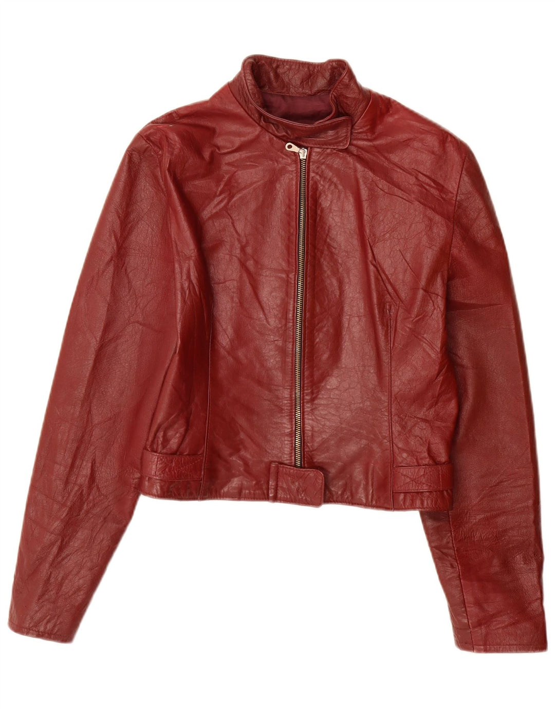 VINTAGE Chaqueta de cuero para mujer Reino Unido 10 Pequeño cuero burdeos