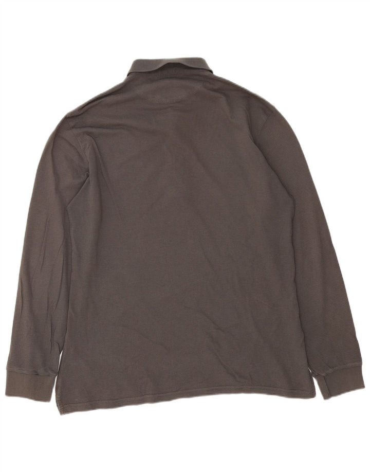 GAS Polo de manga larga para hombre de algodón gris grande