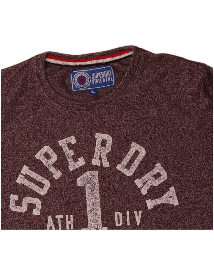 SUPERDRY Camiseta gráfica para hombre Top grande de algodón moteado morado