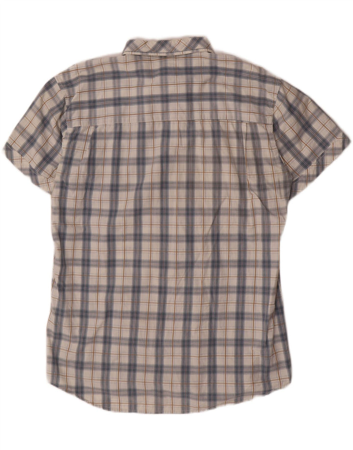WRANGLER Camisa de Manga Corta Regular Fit para Hombre XL Algodón a Cuadros Gris
