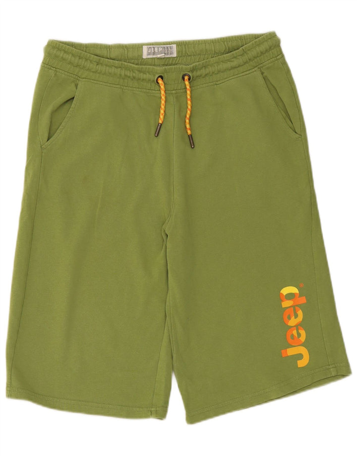 Pantalones cortos deportivos con gráficos Jeep para hombre de algodón verde medio