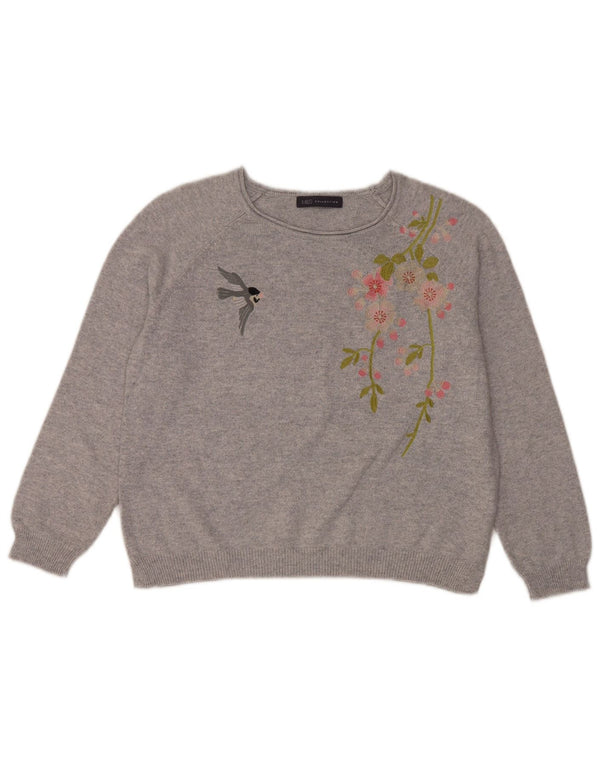 Marks & Spencer Suéter Corto con Cuello Redondo para Mujer UK 46 Grande Gris
