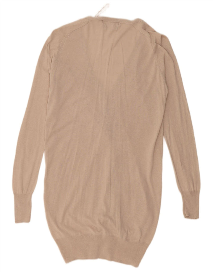 Zara Mujer Jersey Cárdigan Largo UK 44 Seda Beige Medio