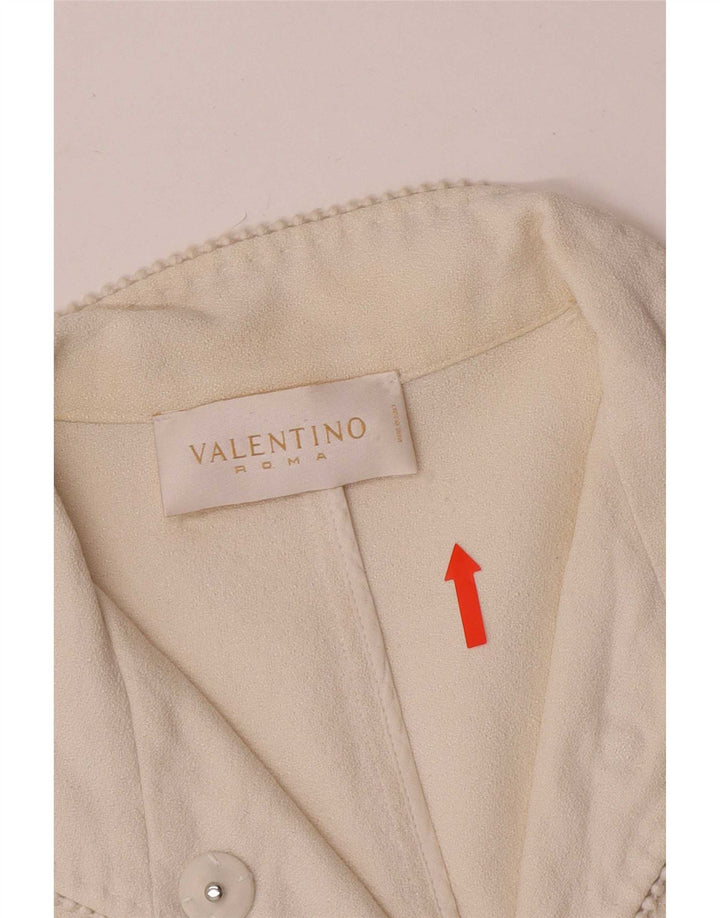 Chaqueta tipo blazer corta con 1 botón para mujer Valentino IT 44 Mediana de algodón blanco roto