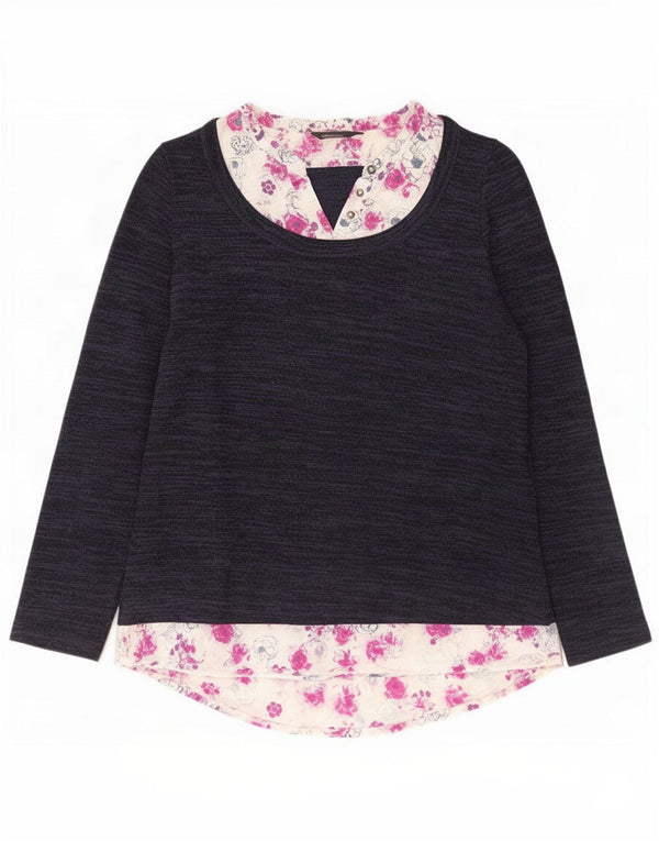 Marks & Spencer Top para mujer de manga larga UK 44 Grande Azul marino Floral
