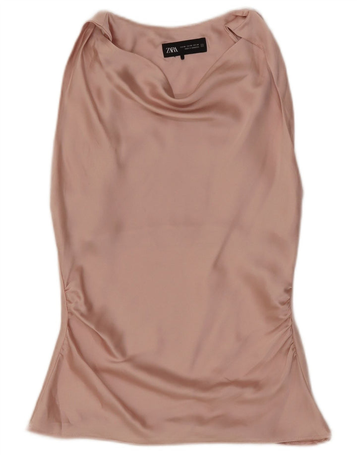 Zara Mujer Blusa Sin Mangas Top UK 6 XS Rosa Poliéster