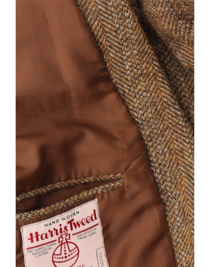 Harris Tweed Chaqueta tipo blazer con 2 botones para hombre UK 44 2XL Lana en espiga marrón