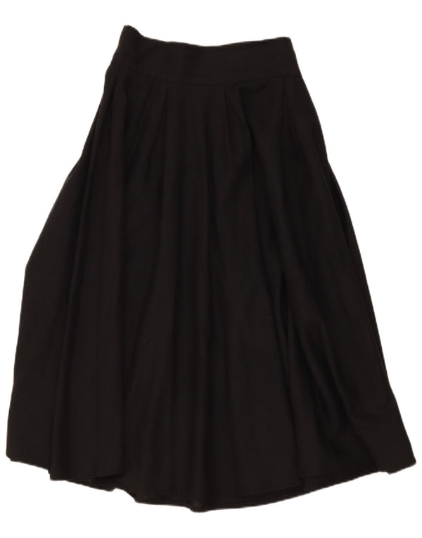 Vintage mujer cintura alta plisada falda acampanada IT 46 Grande W28 Negro