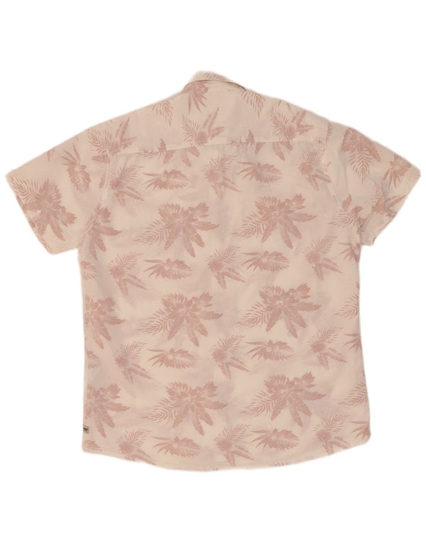 Pioneer Mens Short Sleeve Regular Fit Shirt Large White Floral Cotton