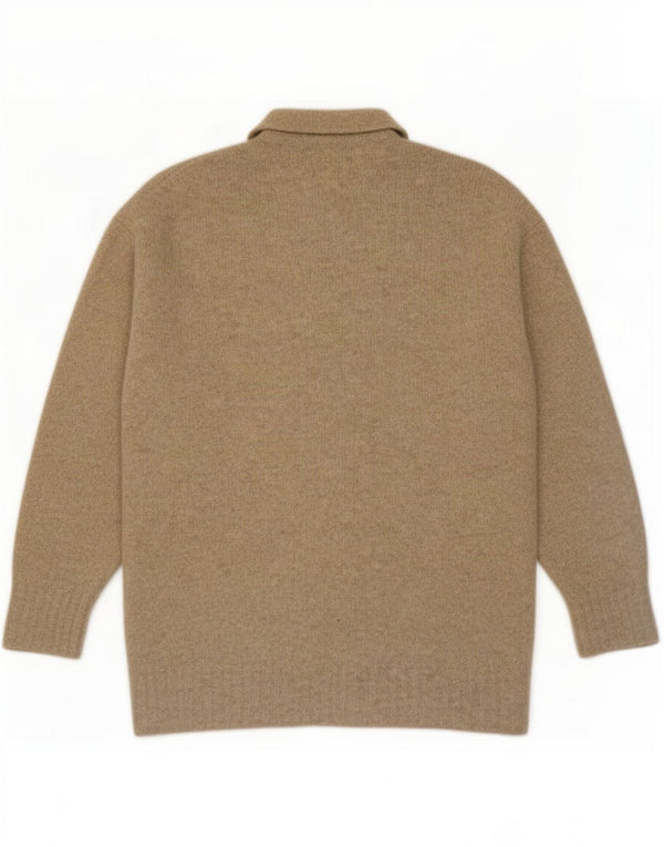 Zara Womens Oversized Crew Neck Jumper Sweater UK 14 Medium Beige Acrylic