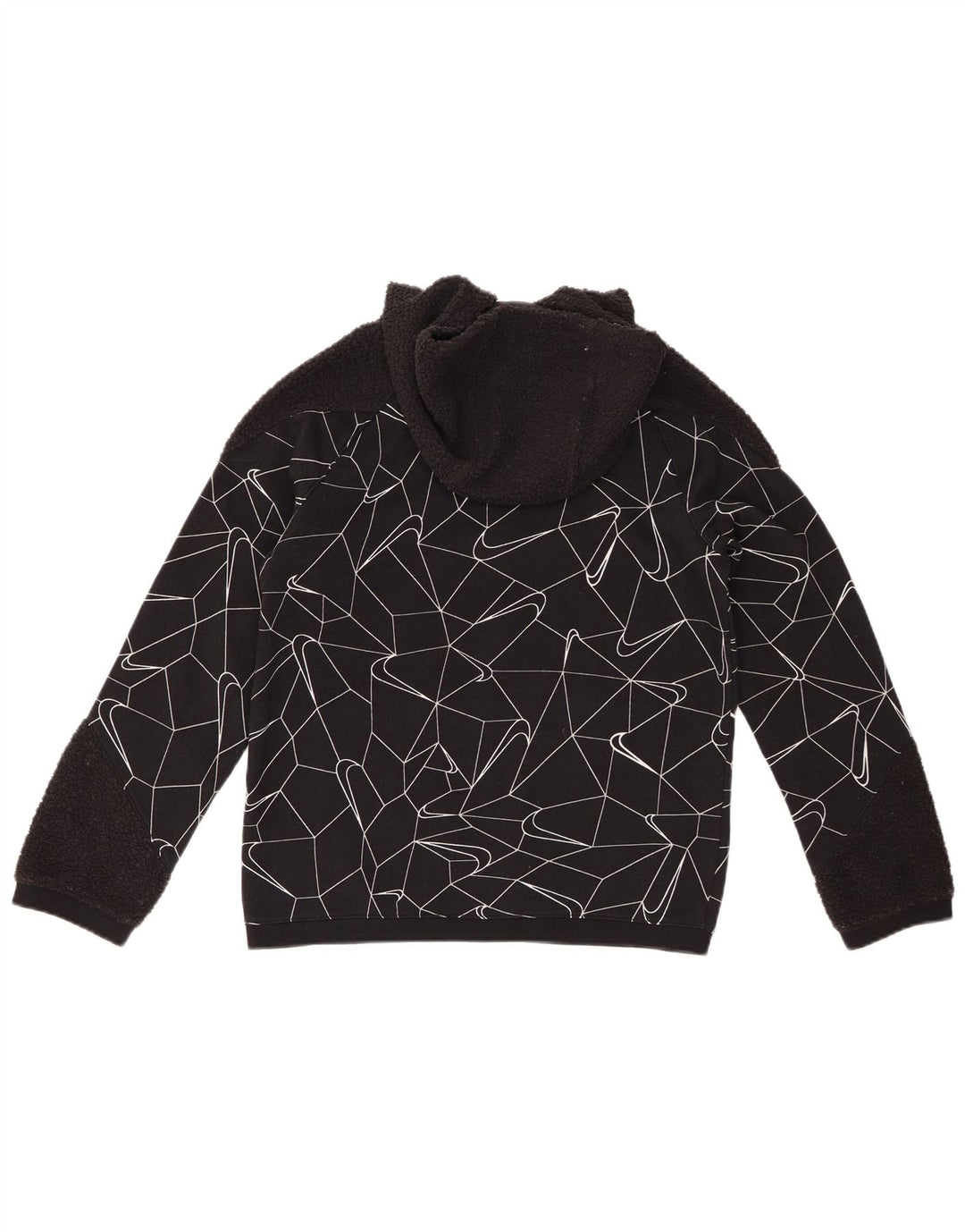 NIKE Sudadera con capucha y cremallera para niños 12-13 años Grande Negro Algodón geométrico