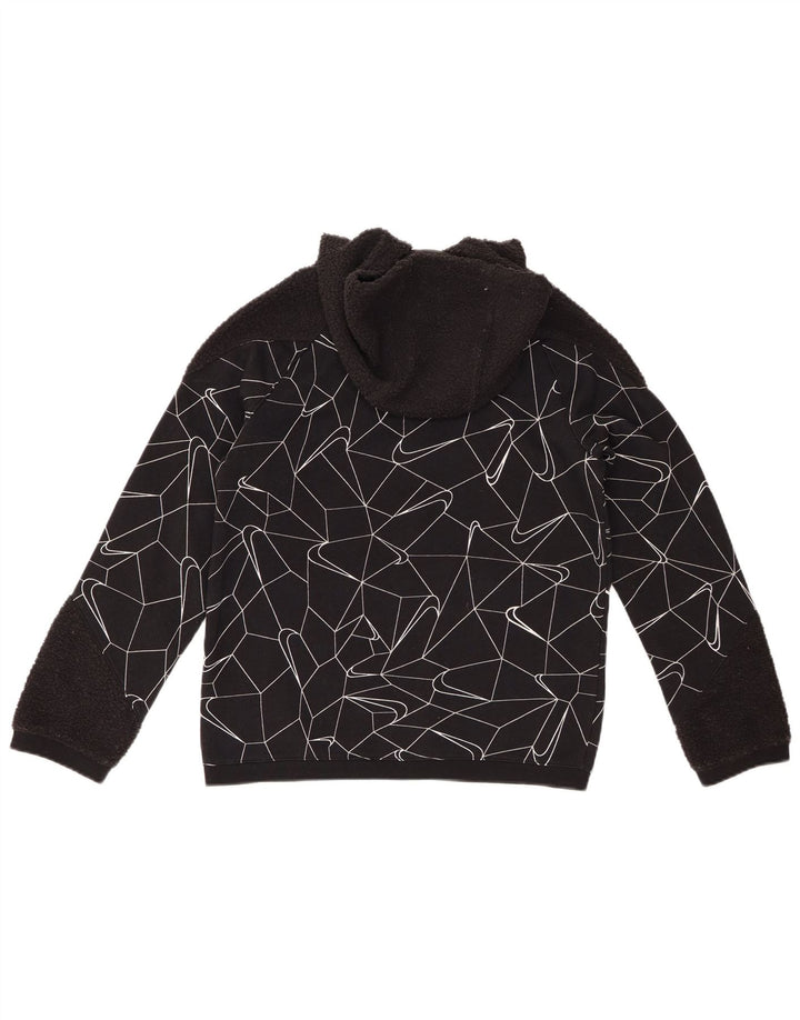 NIKE Sudadera con capucha y cremallera para niños 12-13 años Grande Negro Algodón geométrico