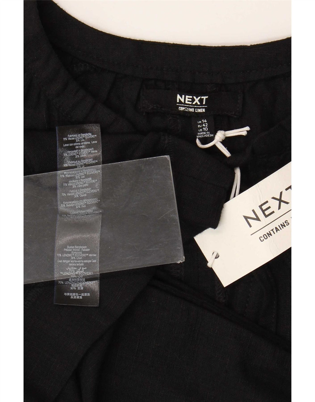 Next Vestido evasé para mujer UK 44 Large Viscosa negra