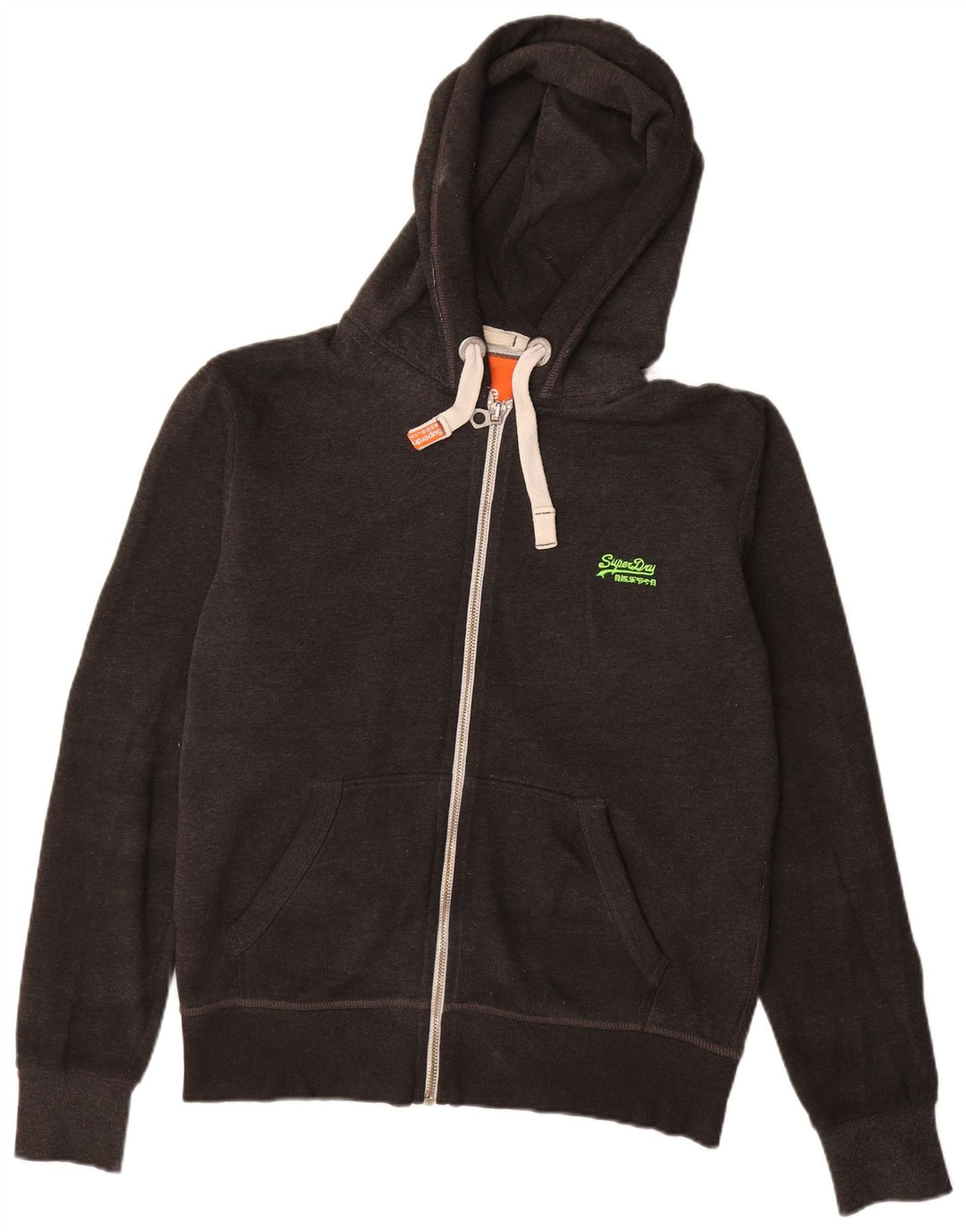SUPERDRY Suéter con capucha y cremallera para hombre de algodón gris grande