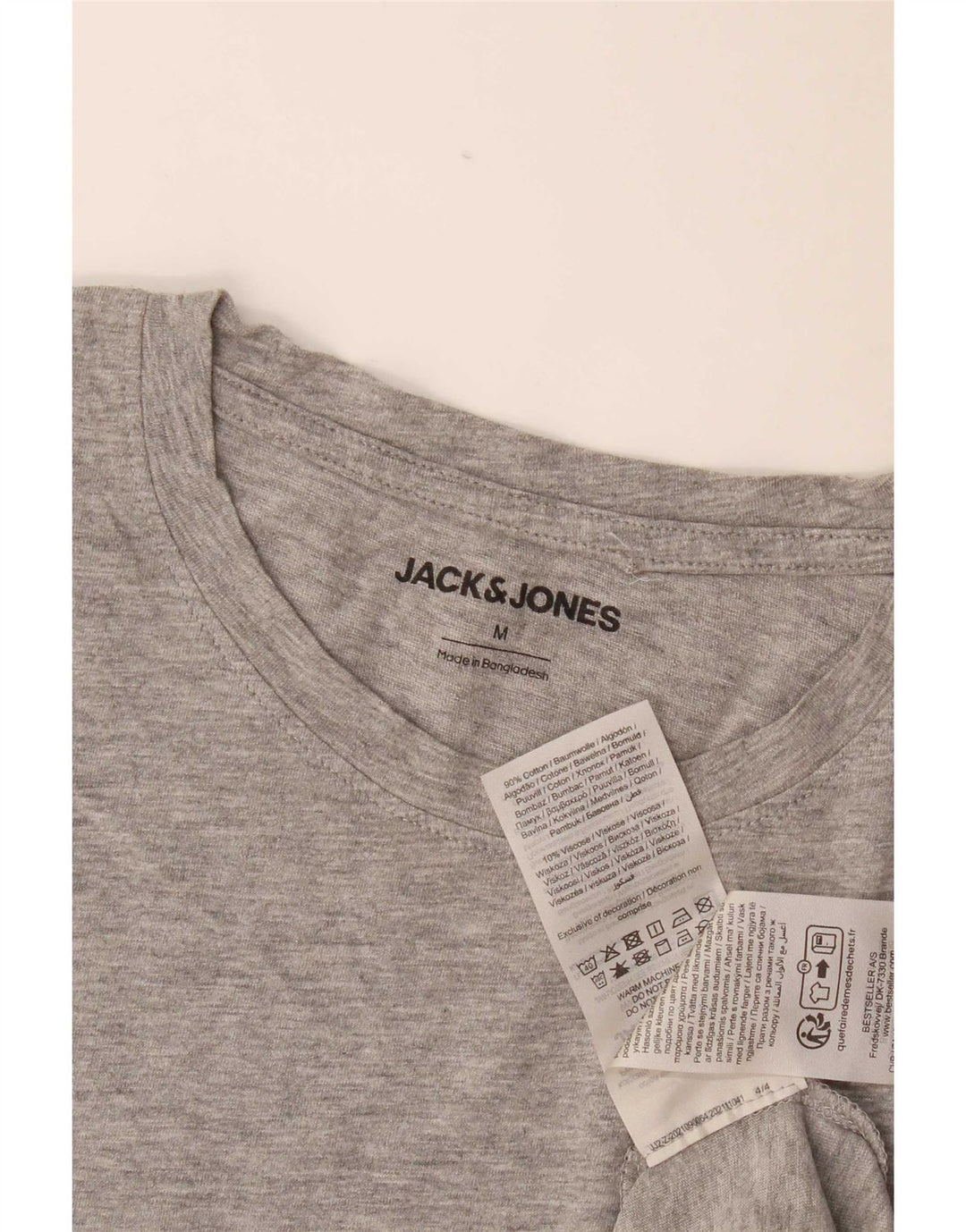 Jack & Jones Hombre Camiseta Top Algodón Moteado Gris Medio