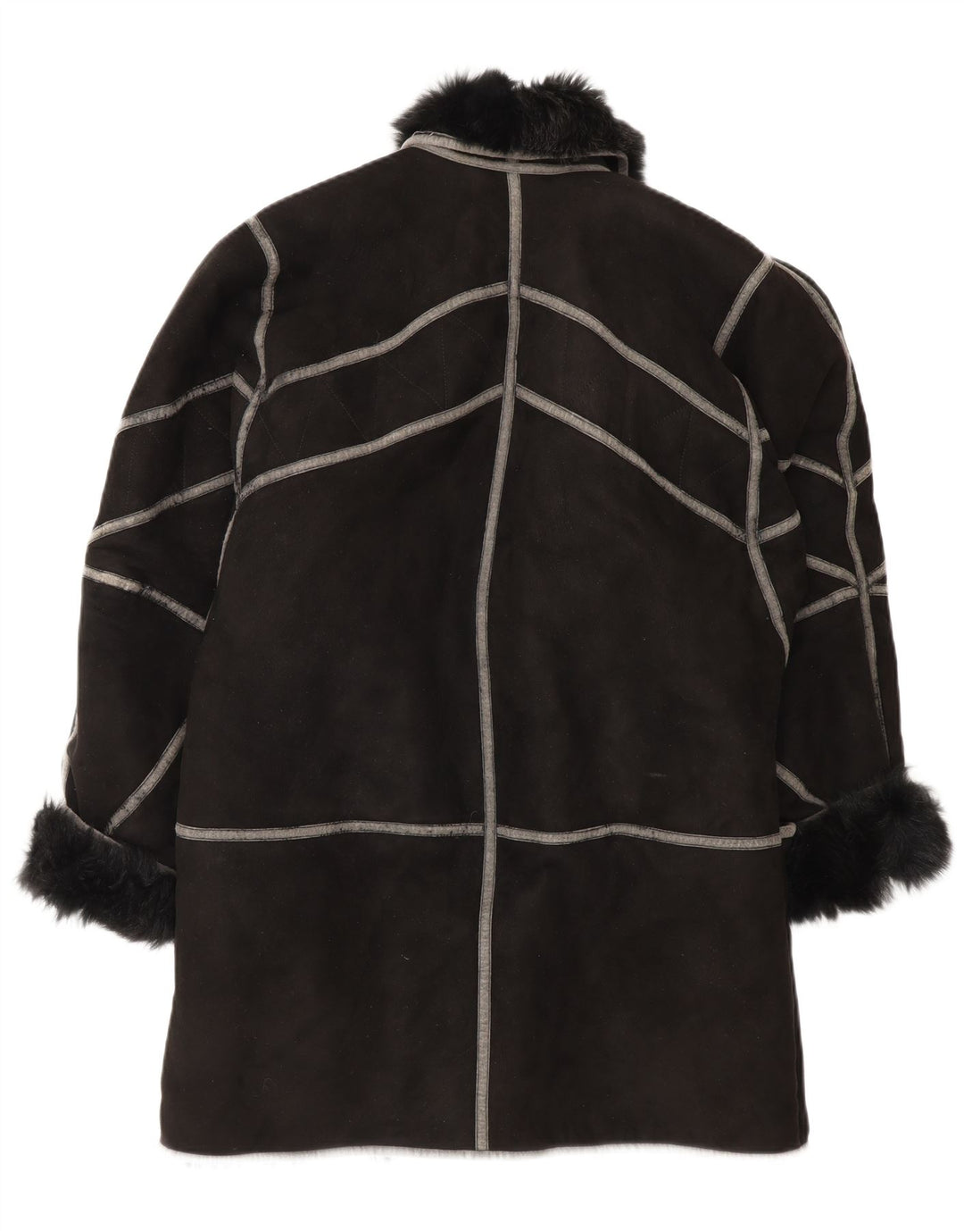 Vintage mujer oversize shearling abrigo IT 42 Medium Black Shearling