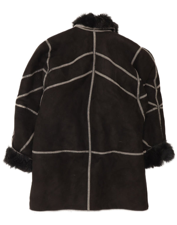 Vintage mujer oversize shearling abrigo IT 42 Medium Black Shearling