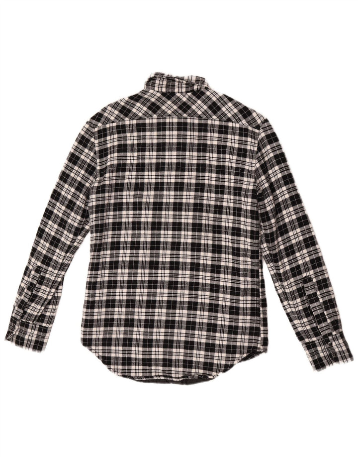 Zara Hombre Camisa De Franela Lumberjack Small Algodón A Cuadros Negros