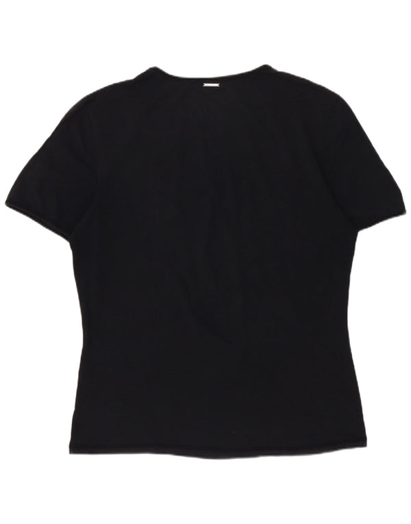 Hugo Boss Camiseta para mujer Top UK 12 Medium Negro Algodón