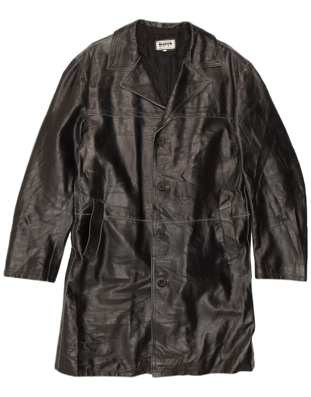 Davin Abrigo de cuero para hombre UK 40 Cuero negro grande