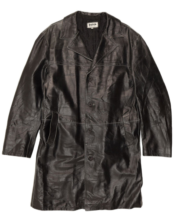 Davin Abrigo de cuero para hombre UK 40 Cuero negro grande