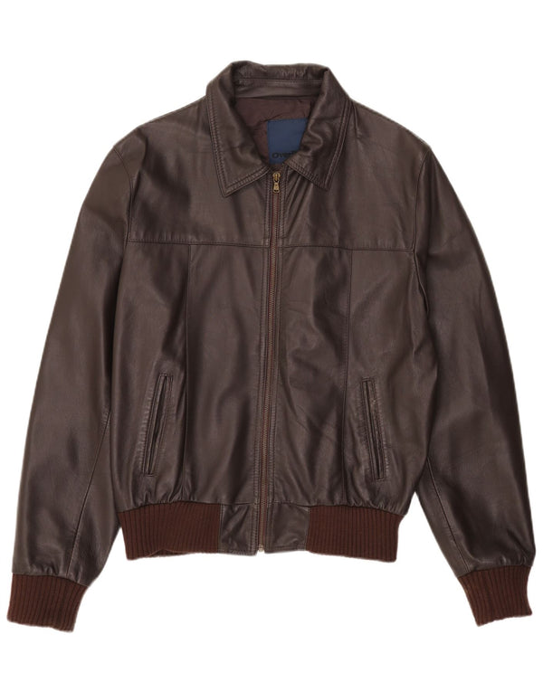 Vintage mujer chaqueta de cuero Reino Unido 44 2XL cuero marrón