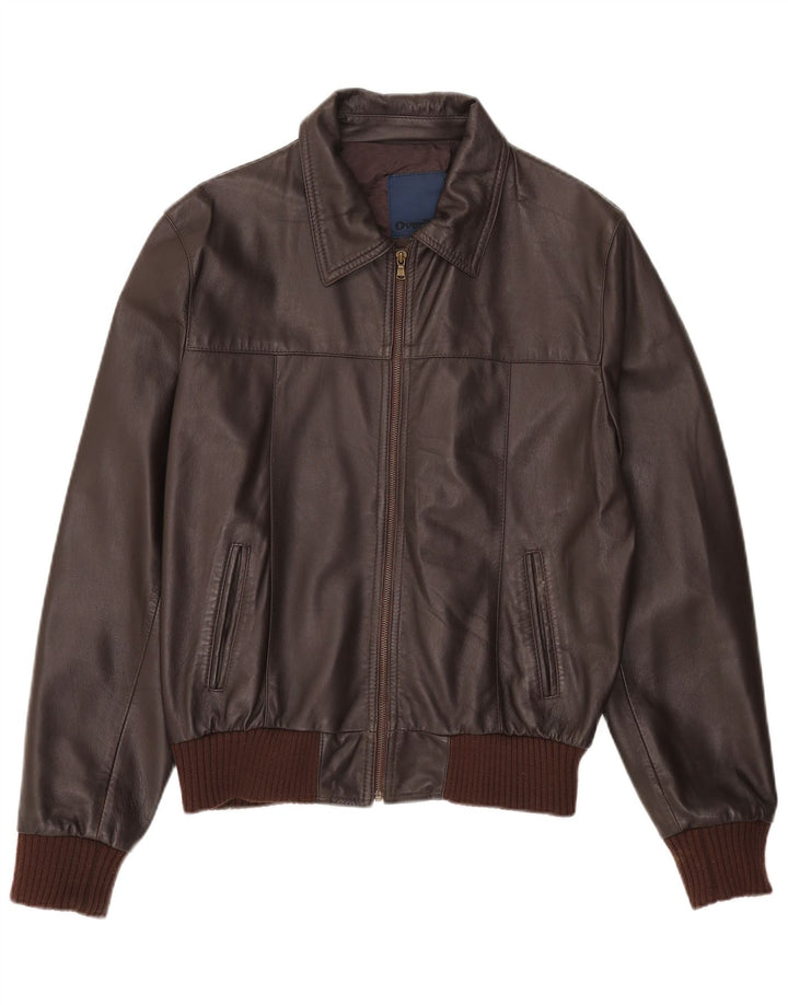 Vintage mujer chaqueta de cuero Reino Unido 44 2XL cuero marrón
