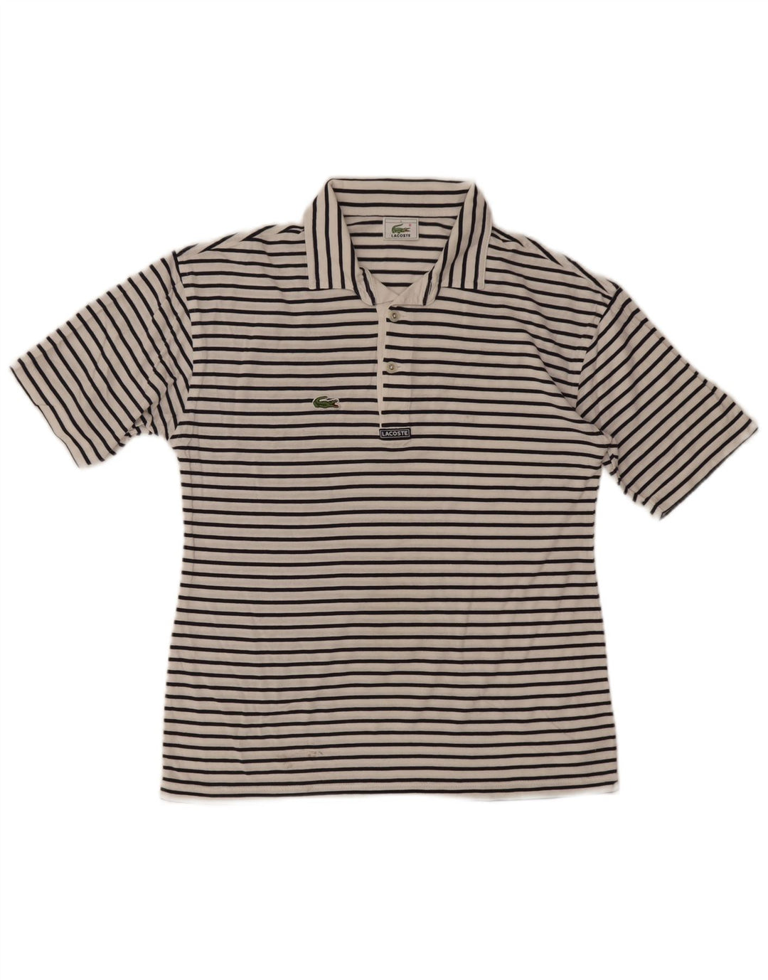 Polo Lacoste para hombre talla 4 mediano blanco a rayas