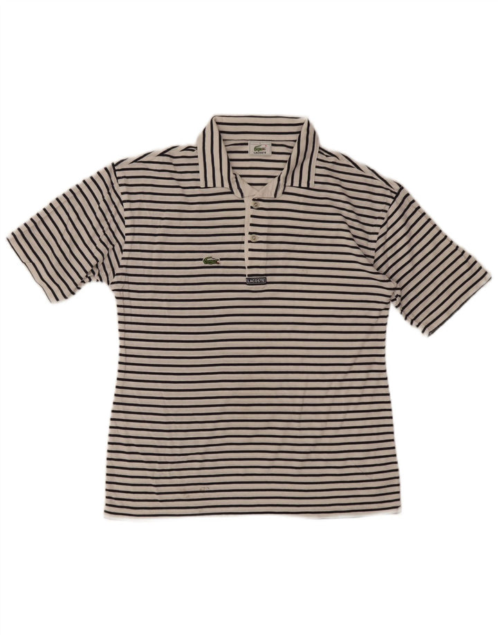 Polo Lacoste para hombre talla 4 mediano blanco a rayas