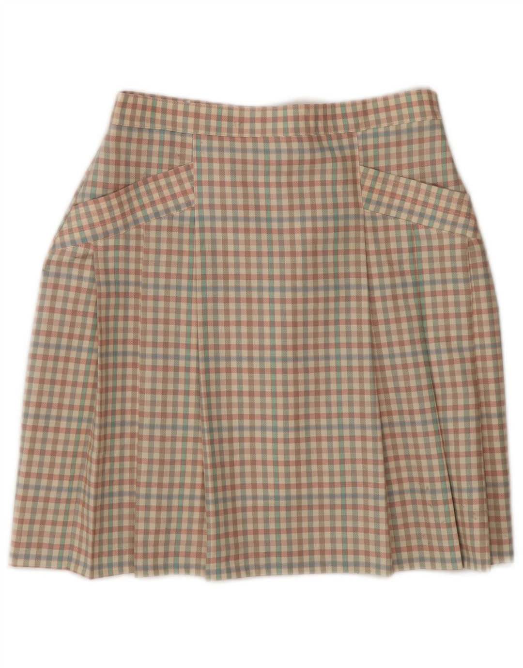 Minifalda vintage para mujer IT 42 Mediana W26 Lana Gingham multicolor