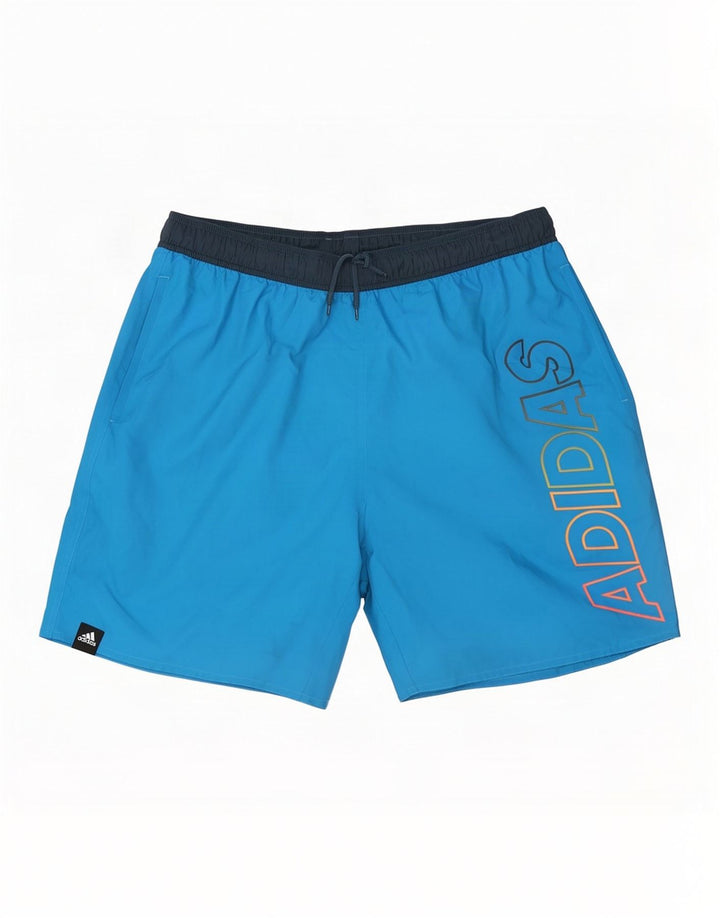 Adidas Pantalones cortos deportivos con estampado gráfico para hombre Poliéster color block azul grande
