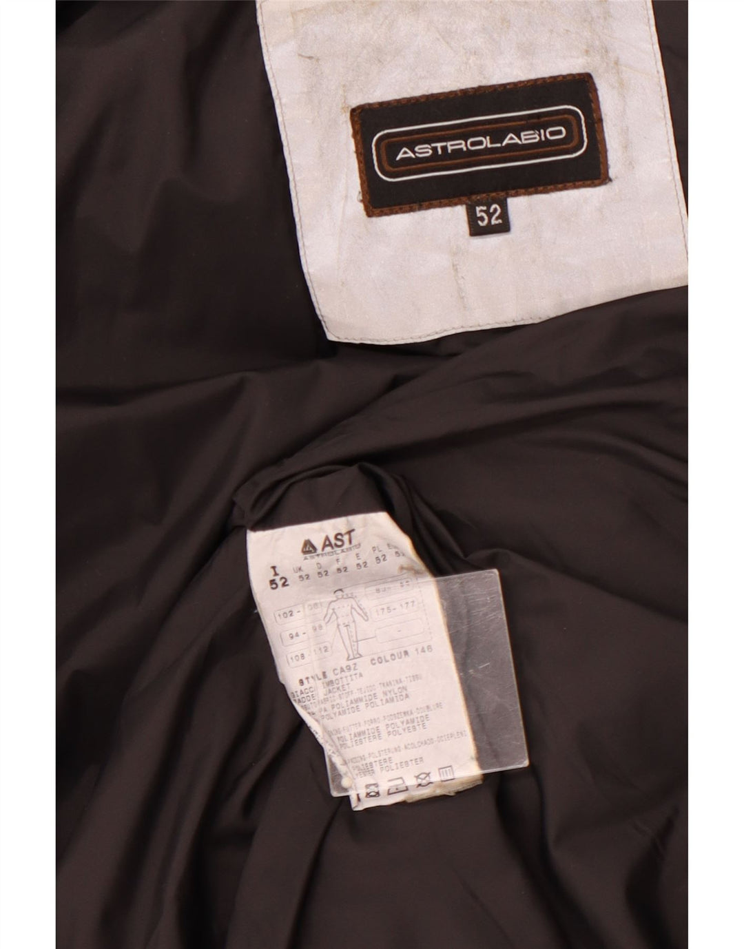 ASTROLABIO Chaqueta acolchada con capucha para hombre UK 42 XL Nylon marrón