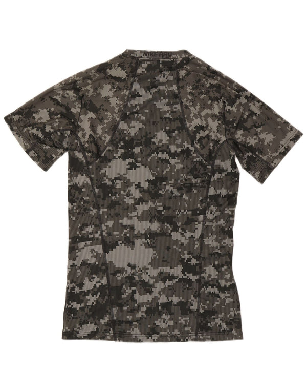 Nike Camiseta ajustada con gráfico para hombre Top pequeño poliéster geométrico gris