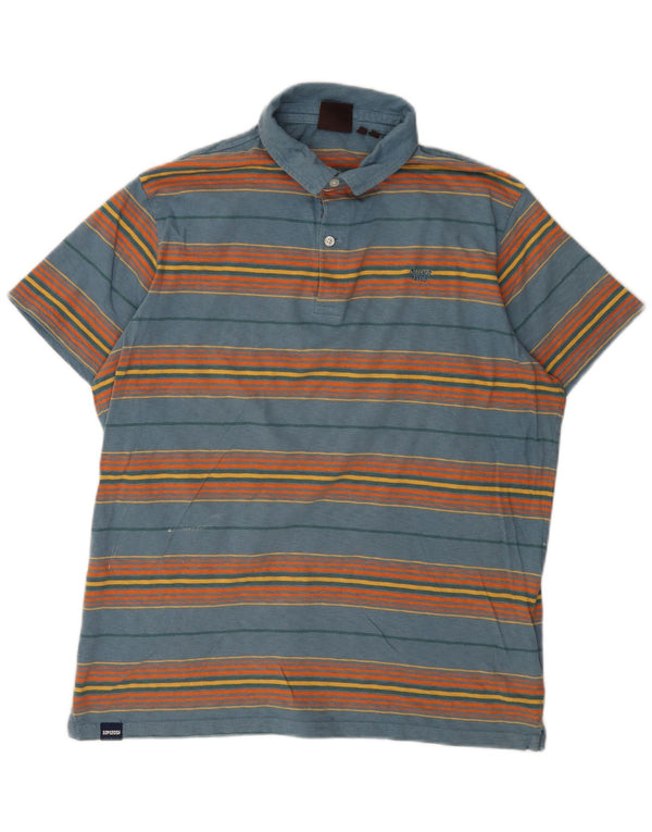 Superdry Polo para hombre 2XL Algodón a rayas azules