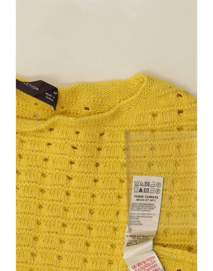 Marks & Spencer - Jersey corto con cuello barco para mujer, talla 40, color amarillo mediano