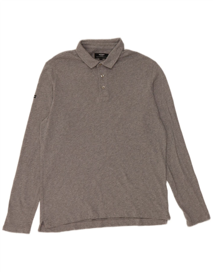 Superdry Polo De Manga Larga Para Hombre De Algodón Gris Grande