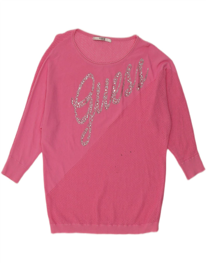 GUESS Vestido tipo jersey con estampado gráfico para mujer UK 40 XL Rosa