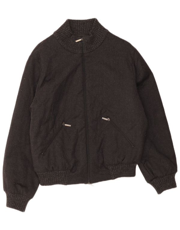 Giorgio Grati Chaqueta bomber extragrande para mujer IT 40 Small Lana negra