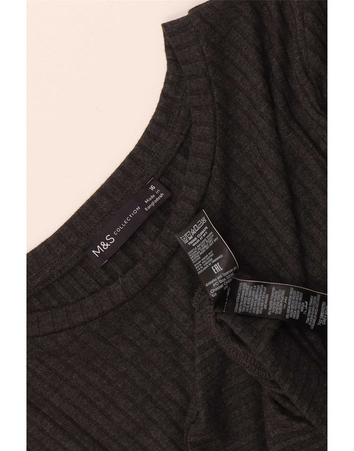 Marks & Spencer Vestido largo de manga larga para mujer UK 46 Poliéster gris grande