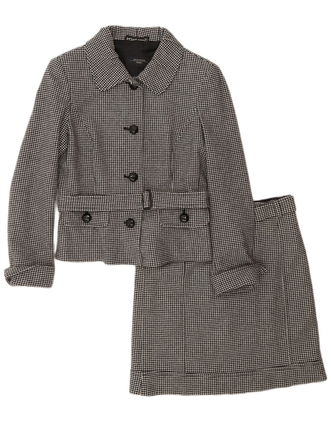 MAX MARA Conjunto de falda de 2 piezas con 4 botones para mujer UK 10 Small W28 Grey Classic