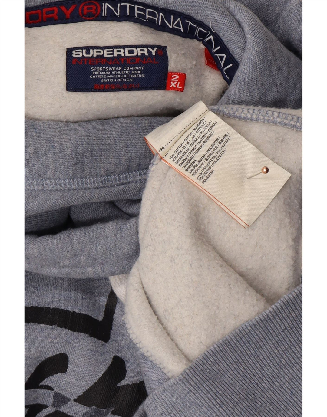 SUPERDRY Jersey con capucha gráfica para hombre 2XL Algodón azul