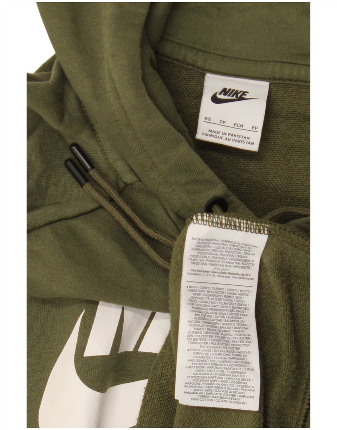 NIKE Sudadera con capucha gráfica para mujer UK 6 XS Algodón caqui