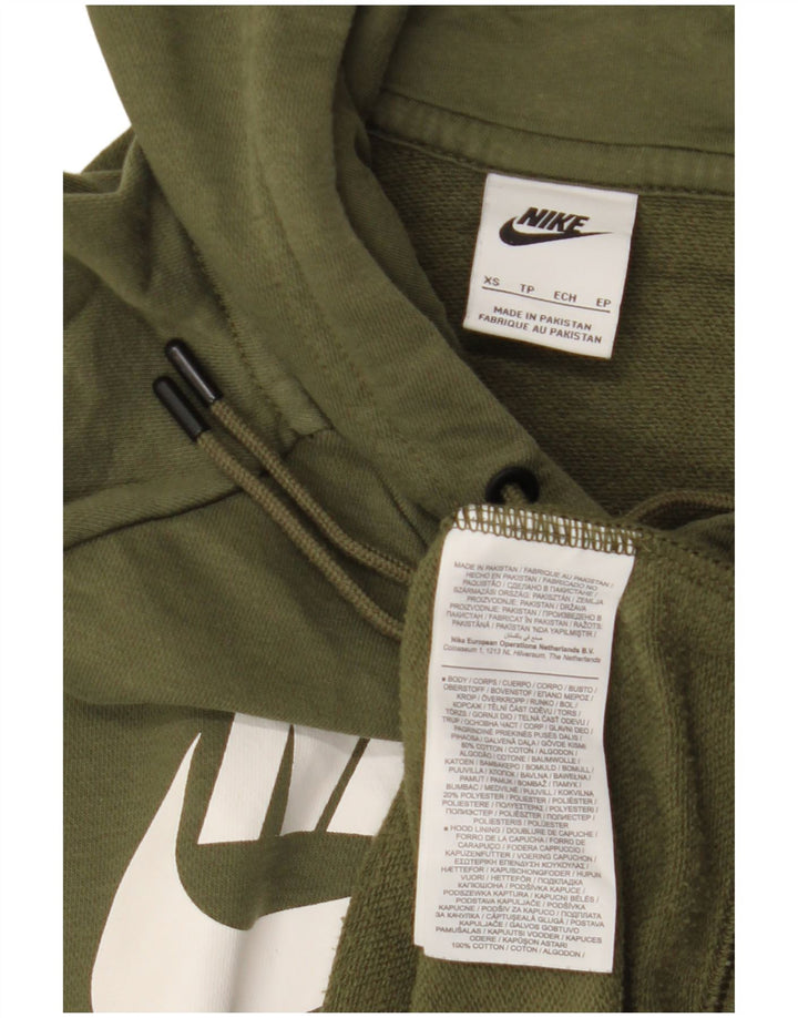 NIKE Sudadera con capucha gráfica para mujer UK 6 XS Algodón caqui