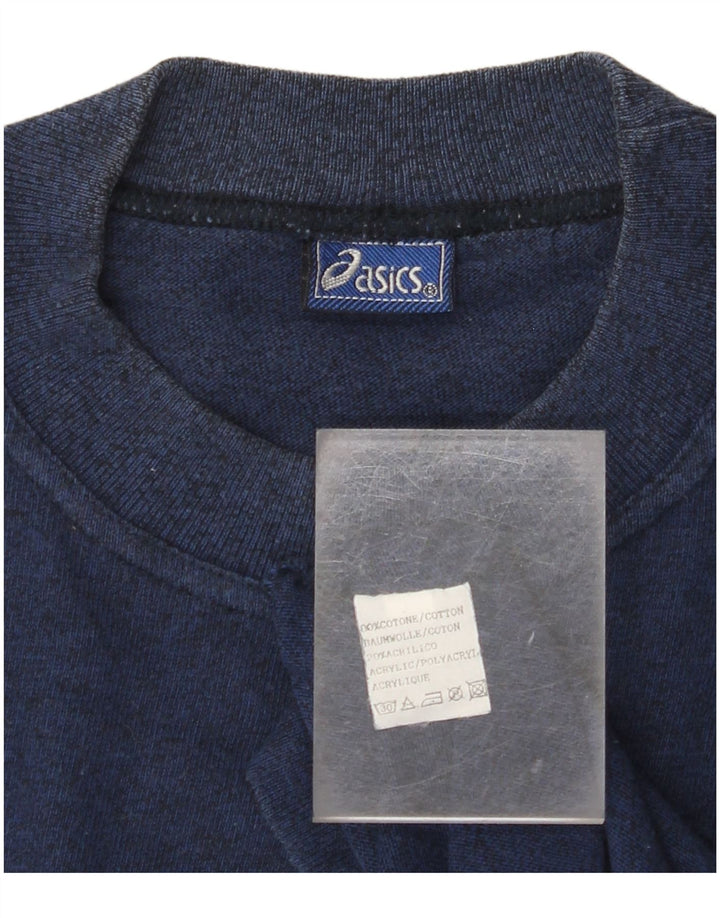 ASICS Camiseta gráfica para hombre Top Medium Azul marino Colorblock Algodón