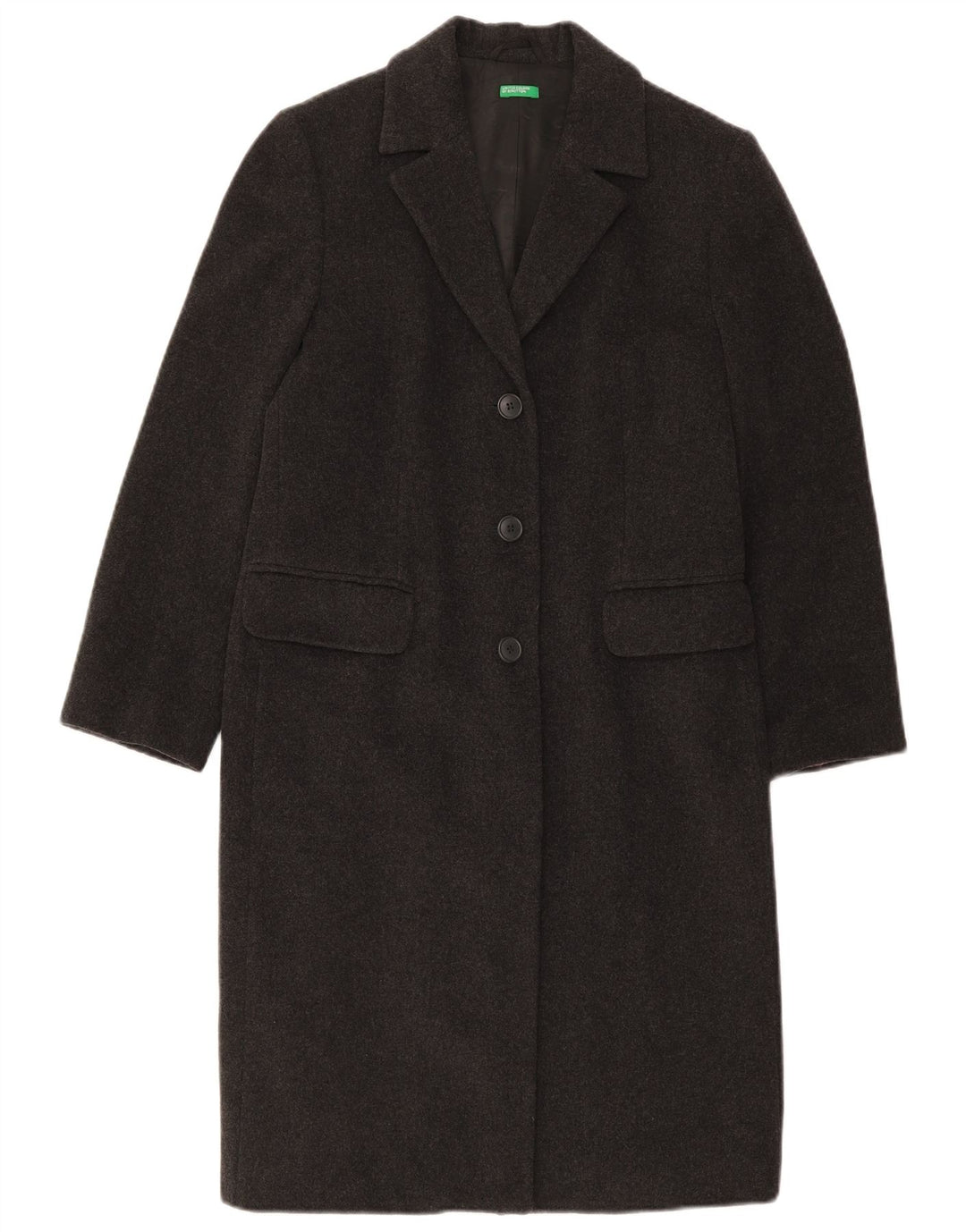 BENETTON Womens Overcoat IT 40 Small Grey Wool